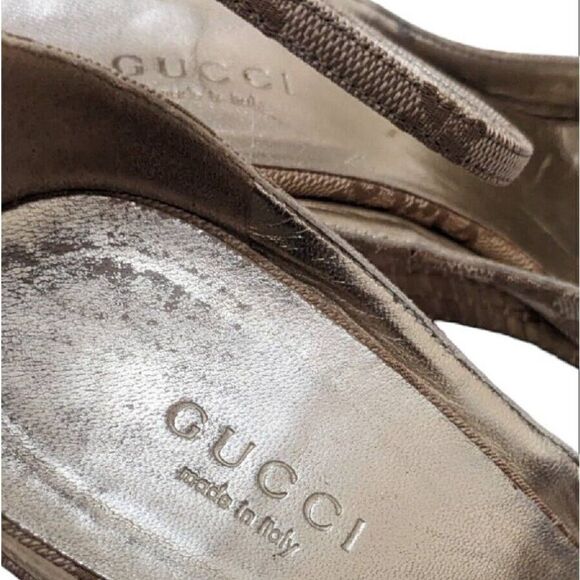 Gucci Gold Wedge Horsebit Espadrille Sandal Carolina Platform Beige 6.5B - Picture 4 of 8